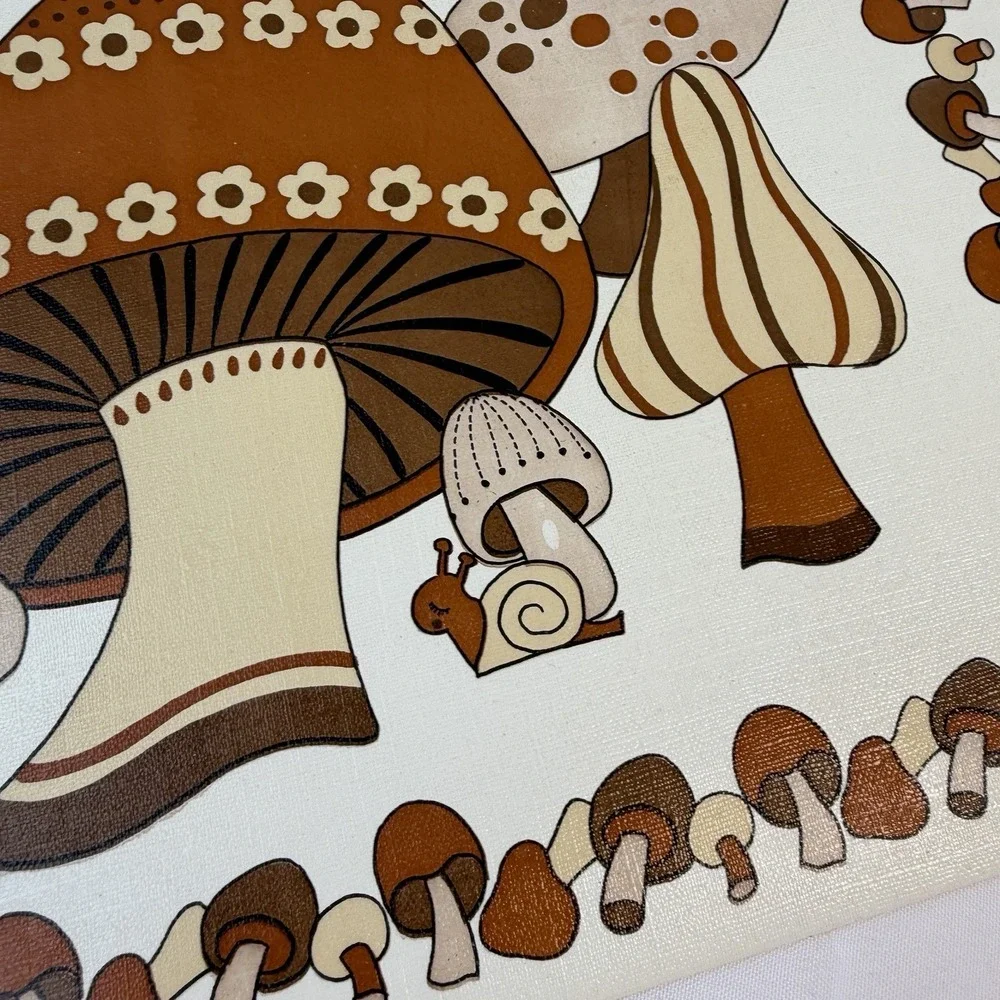 Vintage MOD Brown Mushroom Butterfly Vinyl Foam Placemat 70s Retro Lot of 4 MCM